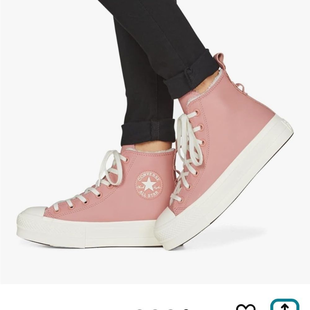 Converse Size 8 Pink Leather Chuck Taylor High-Top Platform Sneakers